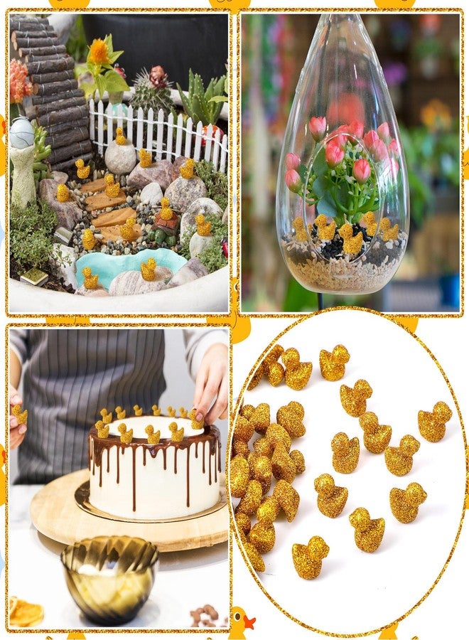 Yaocom Mini Golden Duck Statue Golden Duck Figurines Micro Garden Landscape Dollhouse Cake Decoration Potted Plants DIY Craft Charms for Party Christmas Thanksgiving Gift(Glitter Gold,100 Pcs) - Image 5