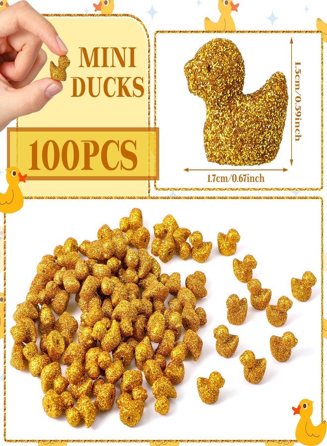 Yaocom Mini Golden Duck Statue Golden Duck Figurines Micro Garden Landscape Dollhouse Cake Decoration Potted Plants DIY Craft Charms for Party Christmas Thanksgiving Gift(Glitter Gold,100 Pcs) - Image 3