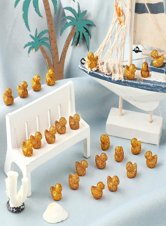 Yaocom Mini Golden Duck Statue Golden Duck Figurines Micro Garden Landscape Dollhouse Cake Decoration Potted Plants DIY Craft Charms for Party Christmas Thanksgiving Gift(Glitter Gold,100 Pcs) - Image 2