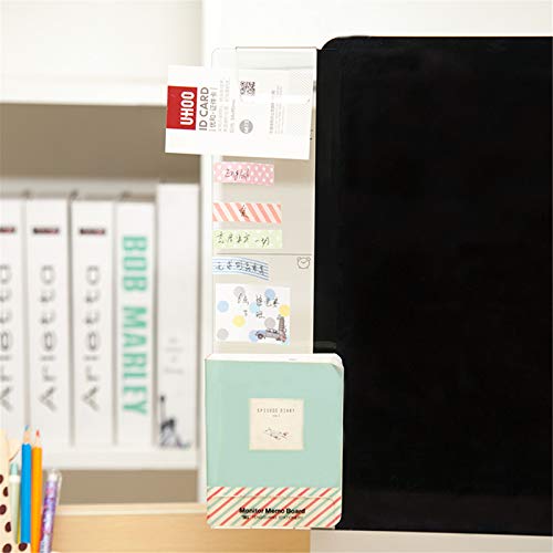 MINSA Fashion Multifunction Utility Acrylic Transparent Computer Monitors Side Panel/Memo Pads/Message Boards/Sticky Boards for Computer Screen, 1 Set (Left & Right) (Phone Holder) - Image 4