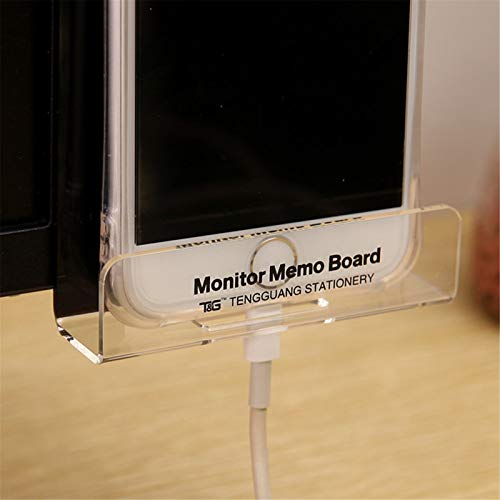MINSA Fashion Multifunction Utility Acrylic Transparent Computer Monitors Side Panel/Memo Pads/Message Boards/Sticky Boards for Computer Screen, 1 Set (Left & Right) (Phone Holder) - Image 3