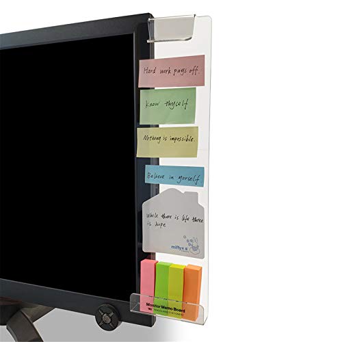 MINSA Fashion Multifunction Utility Acrylic Transparent Computer Monitors Side Panel/Memo Pads/Message Boards/Sticky Boards for Computer Screen, 1 Set (Left & Right) (Phone Holder) - Image 2