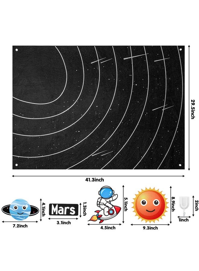 واتينك مجموعة لوحات قصصية من اللباد للفضاء الخارجي مكونة من 44 قطعة بطول 3.5 قدم، مجموعة ألعاب تفاعلية من الفلانيل مع خطافات، رائد فضاء وكواكب وكائنات فضائية ومجرة قابلة لإعادة الاستخدام، هدية للأولاد والبنات - Image 2