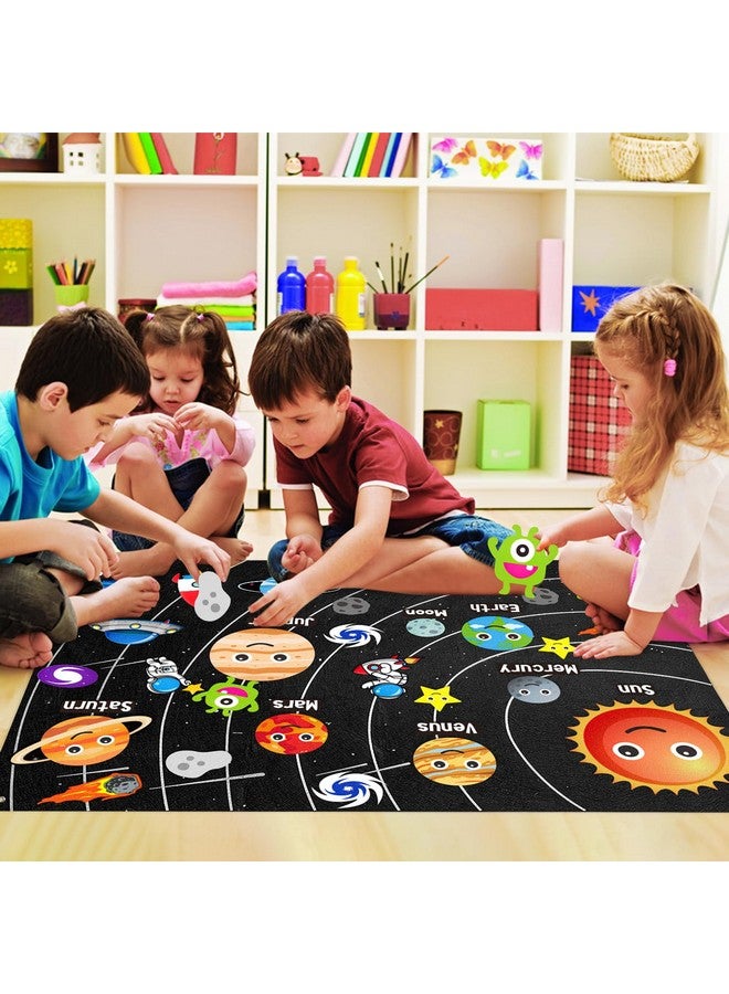 واتينك مجموعة لوحات قصصية من اللباد للفضاء الخارجي مكونة من 44 قطعة بطول 3.5 قدم، مجموعة ألعاب تفاعلية من الفلانيل مع خطافات، رائد فضاء وكواكب وكائنات فضائية ومجرة قابلة لإعادة الاستخدام، هدية للأولاد والبنات - Image 4