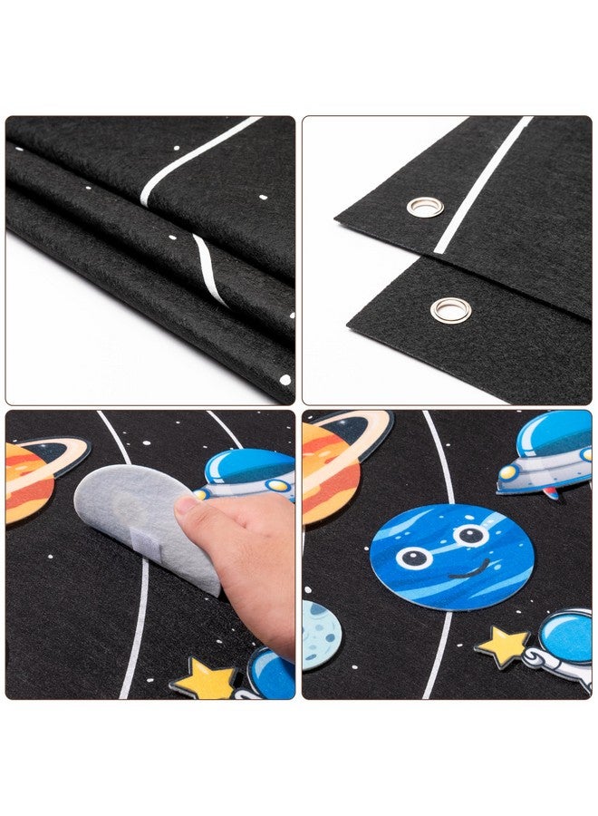 واتينك مجموعة لوحات قصصية من اللباد للفضاء الخارجي مكونة من 44 قطعة بطول 3.5 قدم، مجموعة ألعاب تفاعلية من الفلانيل مع خطافات، رائد فضاء وكواكب وكائنات فضائية ومجرة قابلة لإعادة الاستخدام، هدية للأولاد والبنات - Image 3