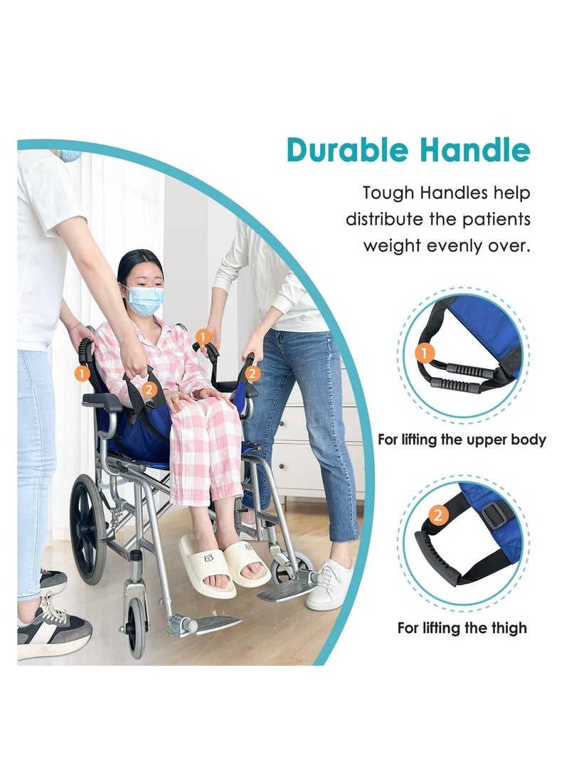 McDou Lift Stair Slide, Wheelchair Mobility Strap, Lift Cushion, Wheelchair Rise Assist Strap, Mobility Strap for lifting the elderly and facilitating descending stairs(blue - 4 handles, no shoulder strap) - Image 3