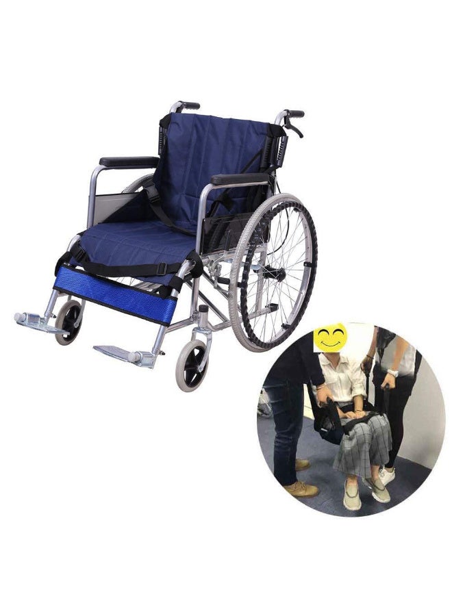 McDou Lift Stair Slide, Wheelchair Mobility Strap, Lift Cushion, Wheelchair Rise Assist Strap, Mobility Strap for lifting the elderly and facilitating descending stairs(blue - 4 handles, no shoulder strap) - Image 1