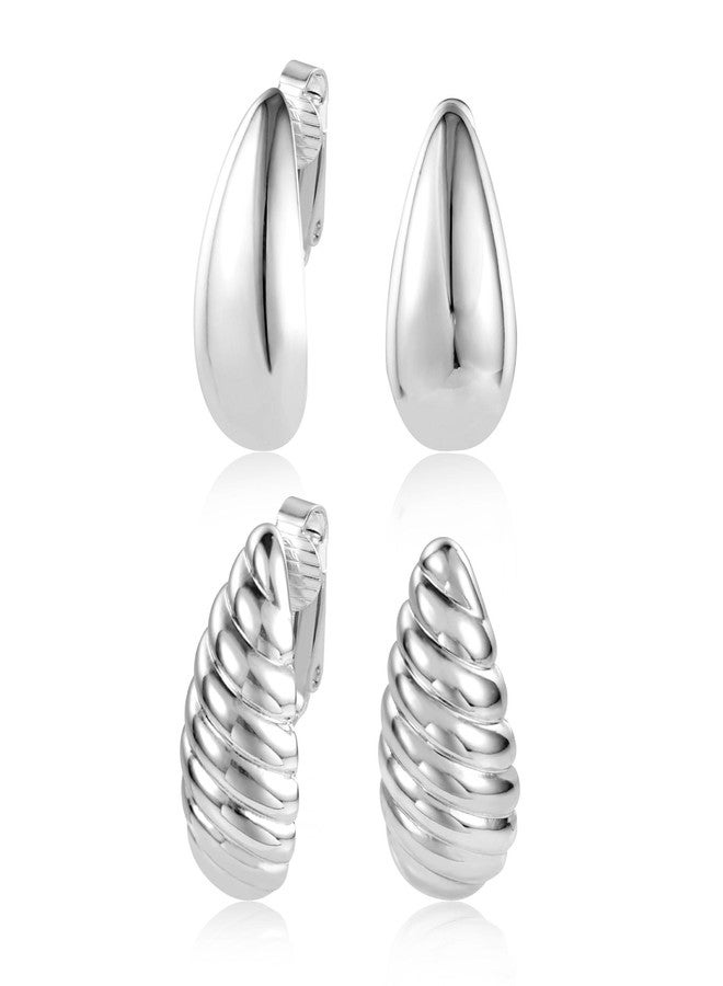 أليكس كرافت أقراط بمشبك على شكل دمعة، بديل لأقراط نسائية، أقراط حلقية سميكة، مضادة للحساسية، خفيفة الوزن، مجموعة أقراط متدلية على شكل قطرة ماء للنساء - Image 1