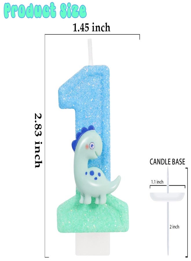 ElekFX Dinosaur Birthday Number 1 Candle, Cute Green Dino Cake Topper, Dinosaur Birthday Decorations for Kids Party Supplies - Image 2