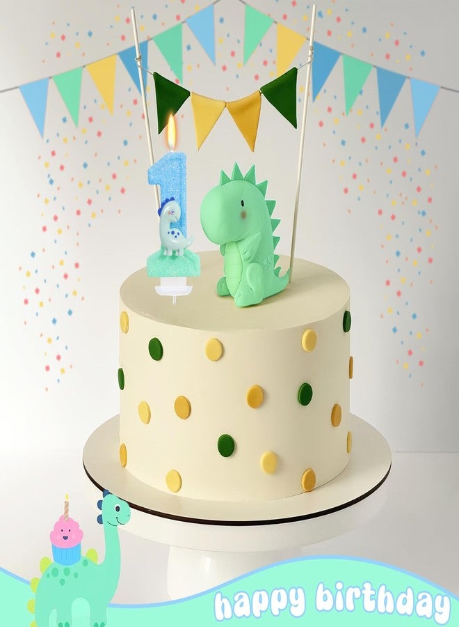 ElekFX Dinosaur Birthday Number 1 Candle, Cute Green Dino Cake Topper, Dinosaur Birthday Decorations for Kids Party Supplies - Image 4