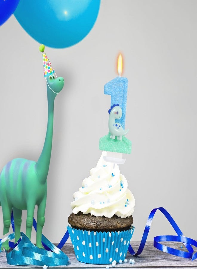 ElekFX Dinosaur Birthday Number 1 Candle, Cute Green Dino Cake Topper, Dinosaur Birthday Decorations for Kids Party Supplies - Image 3
