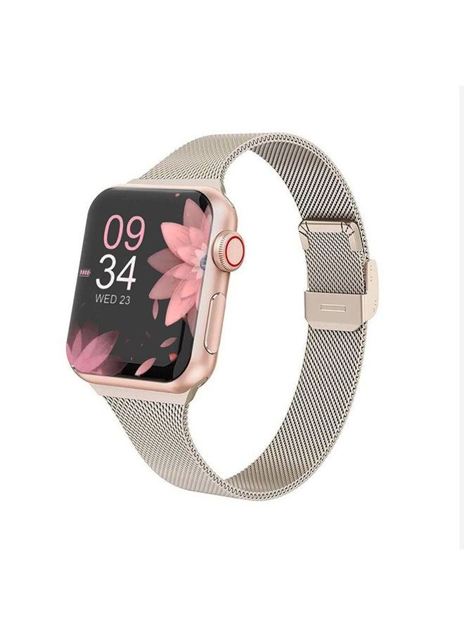O Ozone - Slim Milanese Straps For Apple Watch 38mm 40mm 41mm 42mm, Stainless Steel Replacement Band for iWatch Series 10 9 8 7 6 5 4 3 2 1 SE Women- Beige - Image 1