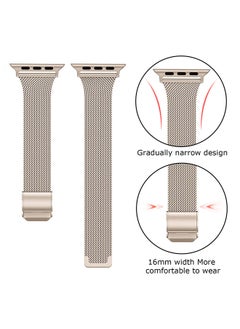 O Ozone Slim Milanese Straps For Apple Watch 38mm 40mm 41mm 42mm, Stainless Steel Replacement Band for iWatch Series 10 9 8 7 6 5 4 3 2 1 SE Women- Beige  - Image 2