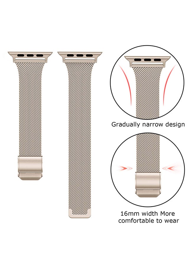 O Ozone - Slim Milanese Straps For Apple Watch 38mm 40mm 41mm 42mm, Stainless Steel Replacement Band for iWatch Series 10 9 8 7 6 5 4 3 2 1 SE Women- Beige - Image 1