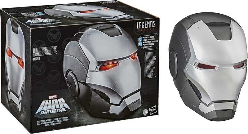Avengers Marvel Legends Series War Machine Roleplay Premium Collector Electronic Helmet with LED Light FX, Grey - Image 2