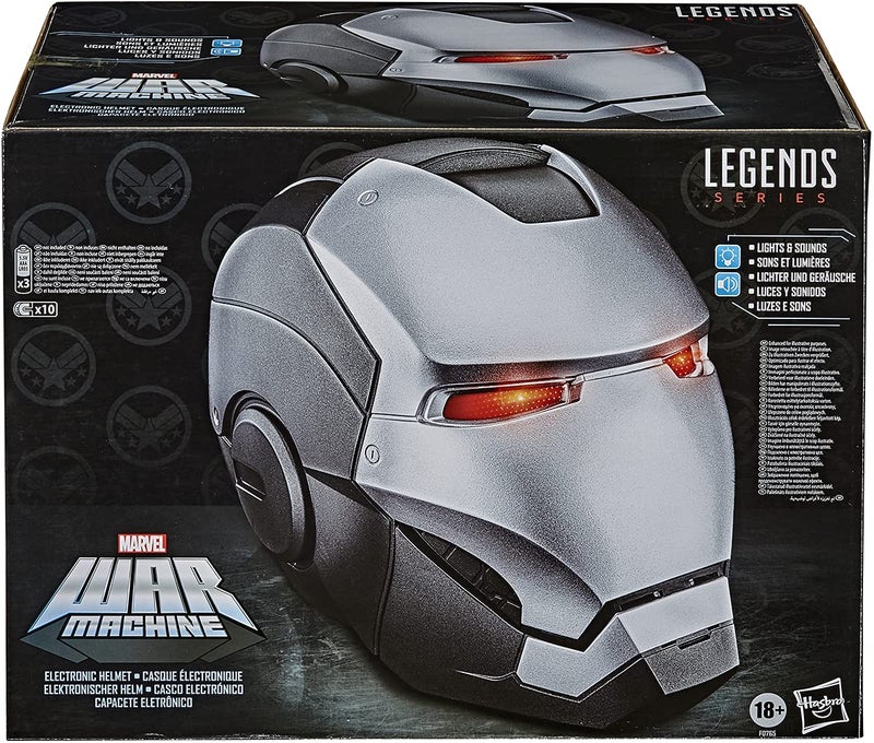 Avengers Marvel Legends Series War Machine Roleplay Premium Collector Electronic Helmet with LED Light FX, Grey - Image 3