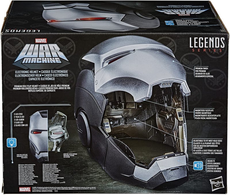 Avengers Marvel Legends Series War Machine Roleplay Premium Collector Electronic Helmet with LED Light FX, Grey - Image 4