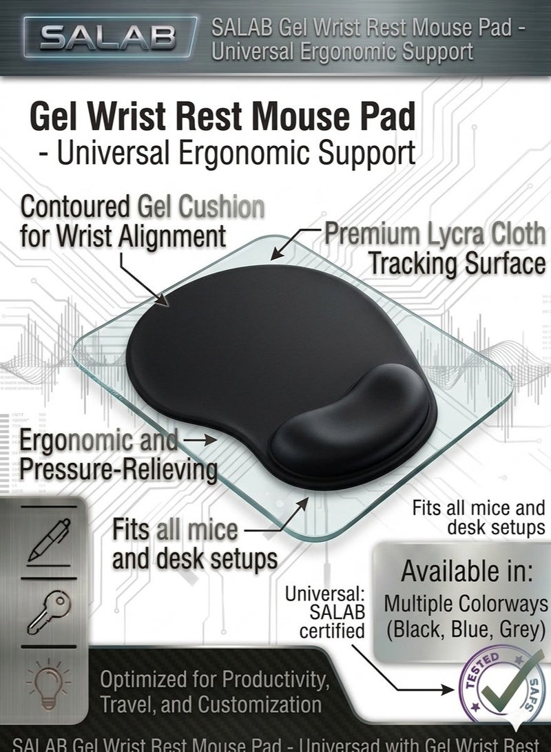 Salab Mouse Pad with Gel Wrist Rest Support, Comfortable Mouse Pad for Computer, Laptop, Home, Office & Travel - Image 1