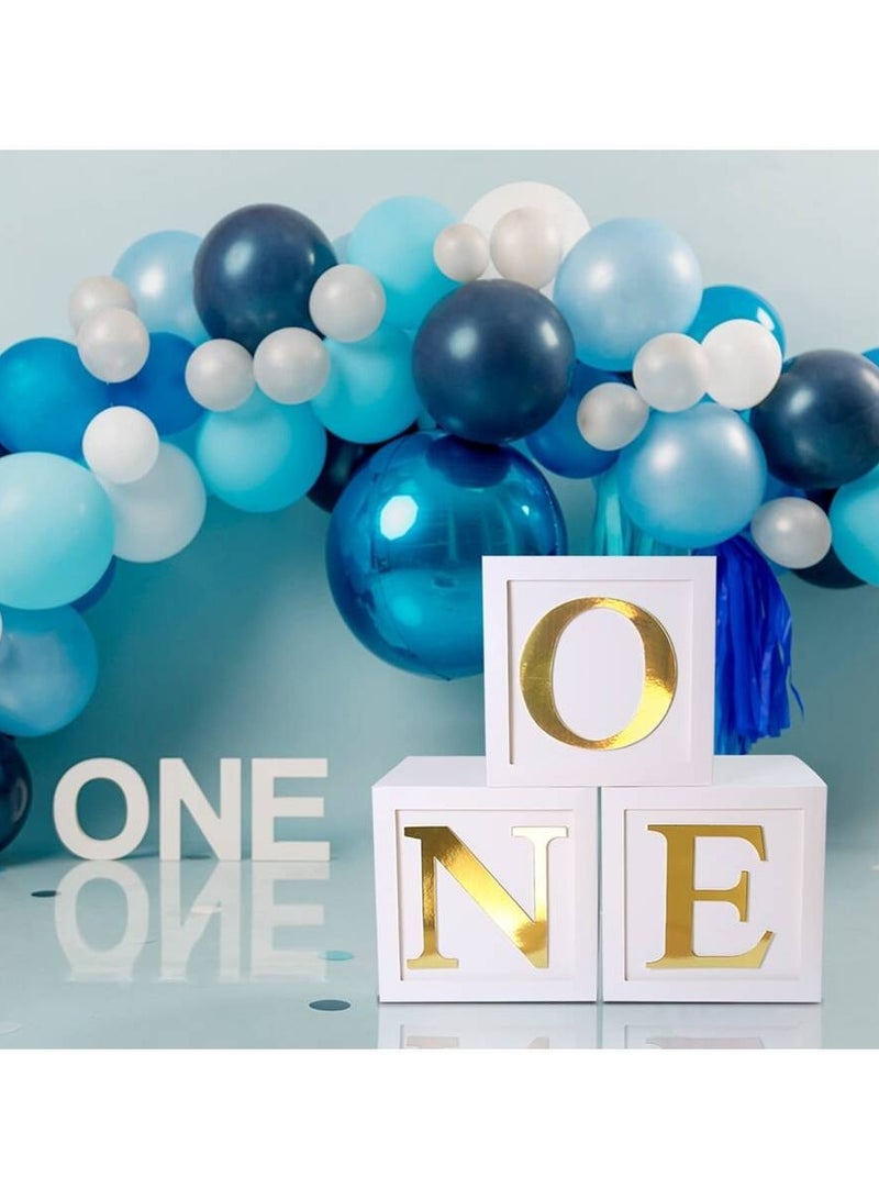 First Birthday Decorations For Boy Or Girl, 3 Pcs ONE Balloon Boxes For 1st Birthday, Baby Clear Blocks Party Decor With ONE Letters For Photoshoot Props, Cake Smash Backdrop  - Image 4