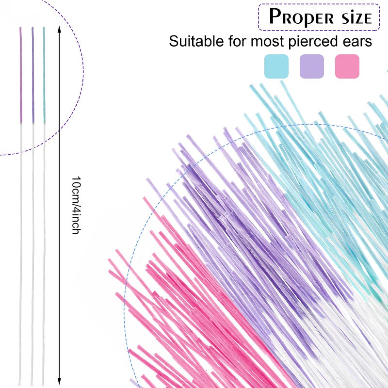 Maitys 360 Pieces Ear Hole Floss Piercing Cleaner Floss Disposable Piercing Aftercare Cleaning Line Ear Hole Care Cleaning Tool for Women Men(Blue, Rose Red, Purple) - Image 2