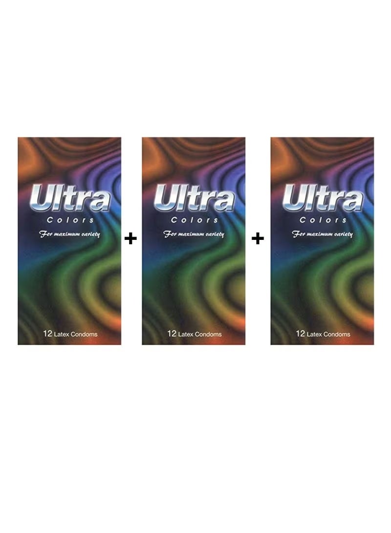 ULTRA COLORS CONDOMS 3 packs 12 each