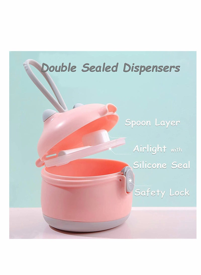 KASTWAVE Formula Dispenser, Baby Portable Milk Powder Dispenser Snack Storage Container for Travel Bedroom Outdoor for Infant Toddler Children Travel (Large Pink) - Image 5