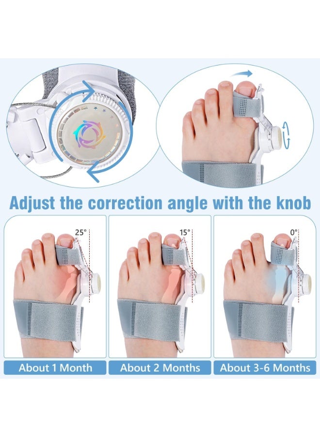 Bunion Corrector for Big Toe for Men and Women, Adjustable Knob Toe, Orthosis and Non-Slip Big Toe Separator Designed for Orthopedic Bunion Correction, Suitable for Left and Right Feet, Grey - Image 2
