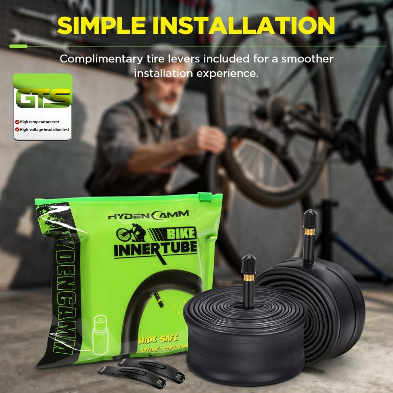 Hydencamm 2 Pack 26x1.75/2.125 Bike Tire Tube, 26x1.75 26x1.95 26x2.10 26x2.125 with 48mm Schrader Valve, Butyl Bike Tube 26 x 1.95 with 2PCS Levers, for MTB and Cruisers, City Bikes, Road Bikes - Image 5