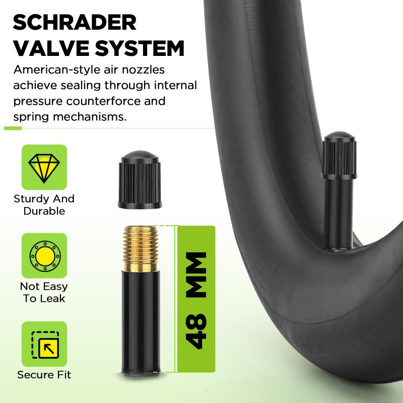 Hydencamm 2 Pack 26x1.75/2.125 Bike Tire Tube, 26x1.75 26x1.95 26x2.10 26x2.125 with 48mm Schrader Valve, Butyl Bike Tube 26 x 1.95 with 2PCS Levers, for MTB and Cruisers, City Bikes, Road Bikes - Image 3