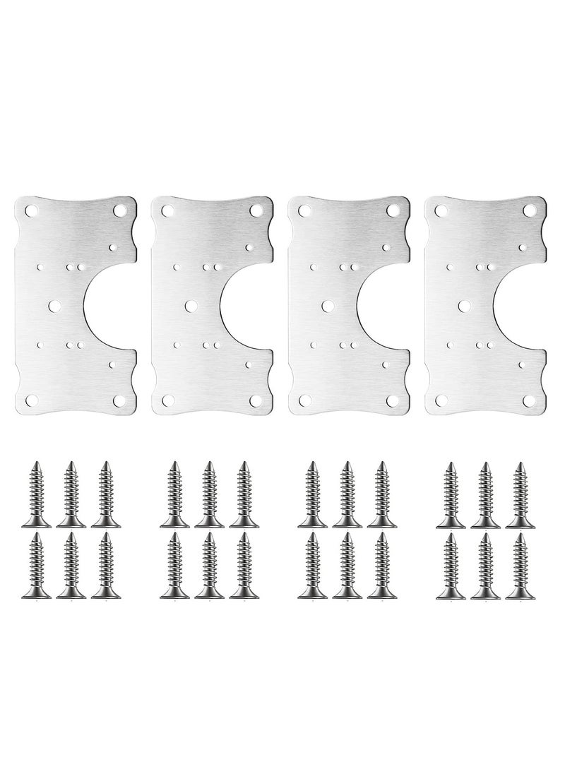 KASTWAVE Cabinet Hinge Repair Plate, Stainless Steel Hinge Repair Kits with Mounting Screws Wooden for Protecting Furniture and Kitchen Cabinet 4 Half Hole  - Image 1
