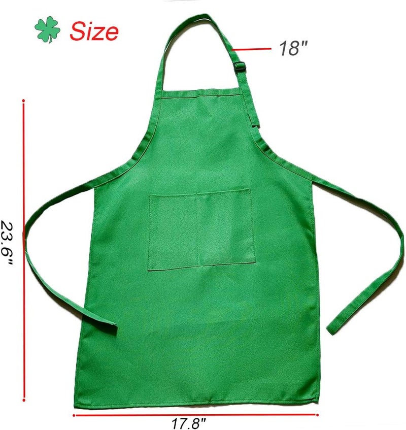 multifuns 2 Sets Green&Red Kids Apron and Chef Hat Set-Childrens Kids Apron for Girls Boys Cooking Painting Baking Wear 5-12 Ages. - Image 3