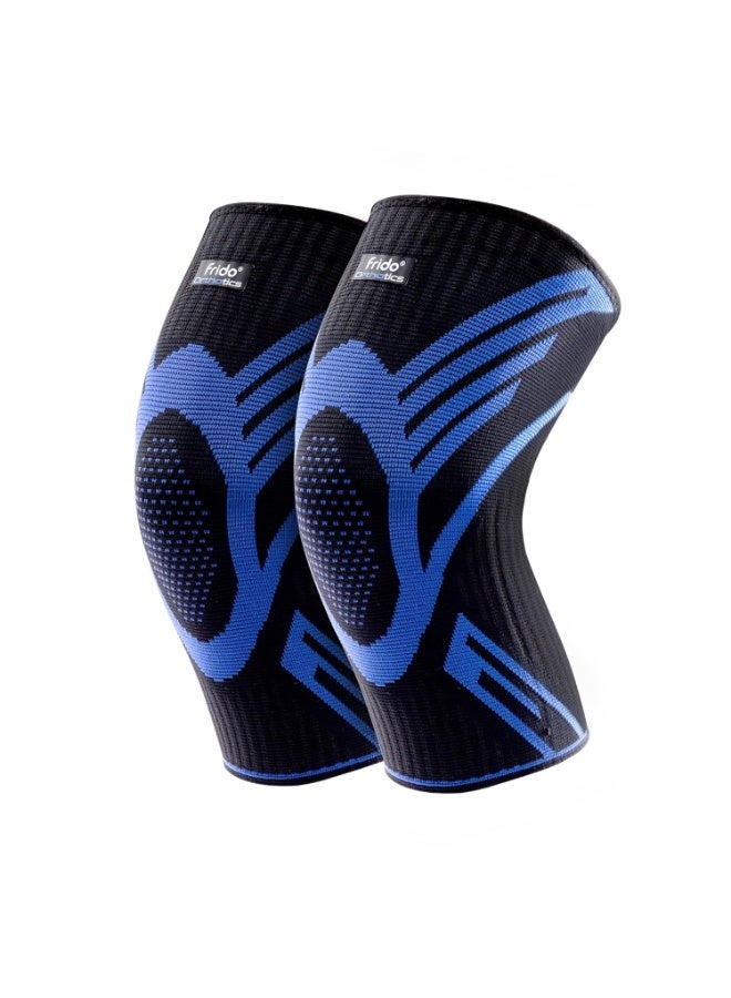 Frido Active Knee Cap Support for Men & Women | Pain Relief Knee Brace | Anti-Sweat & Comfortable | Compression Knee Supporter for Joint Support, Sports, Gym & Injury Recovery (1 Pair) Blue
