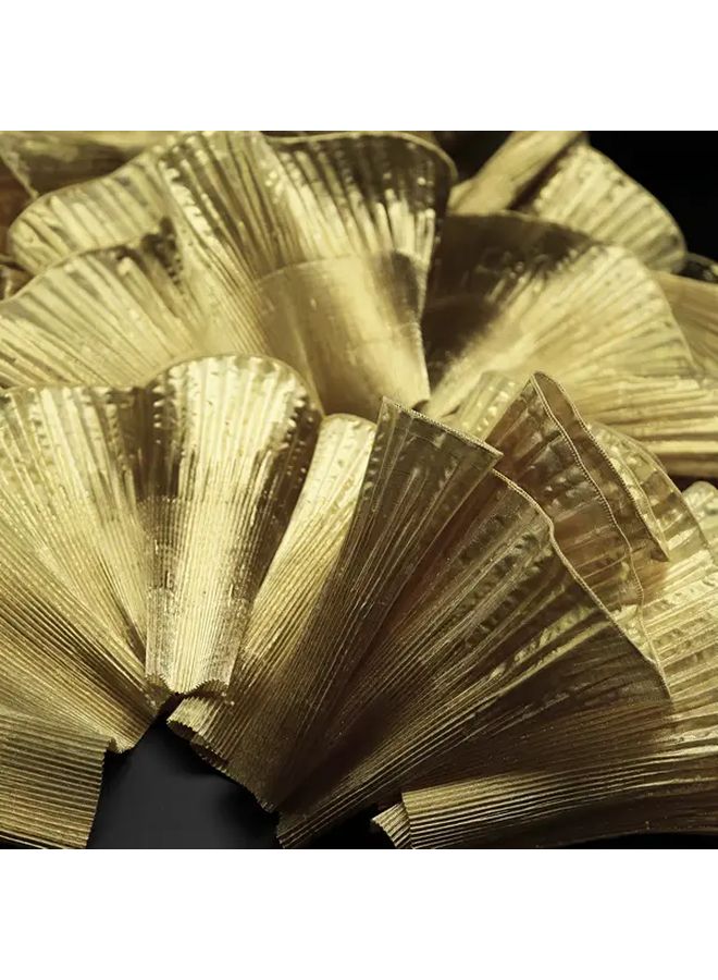 Golden Metallic Luster Wave Large Lace Pleated Ruffles Fabric 2 Yards - Image 3