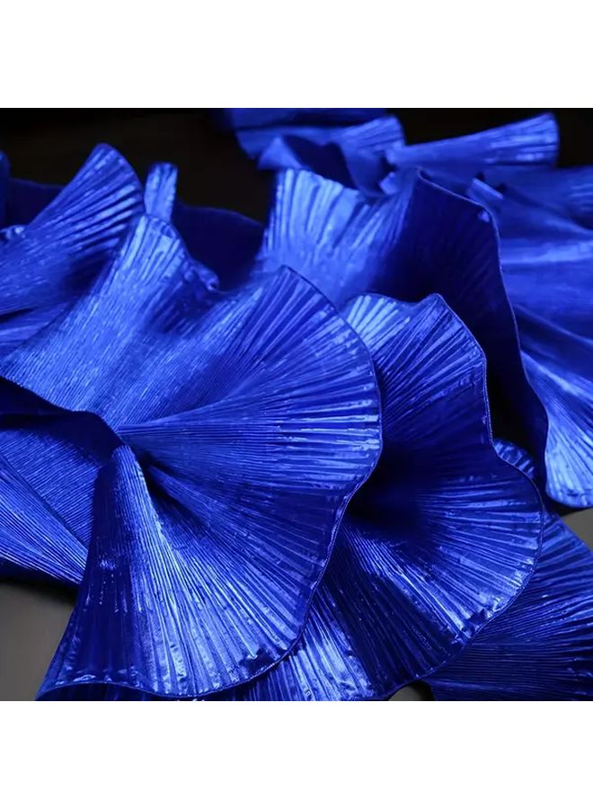 Golden Metallic Luster Wave Large Lace Pleated Ruffles Fabric 2 Yards - Image 5