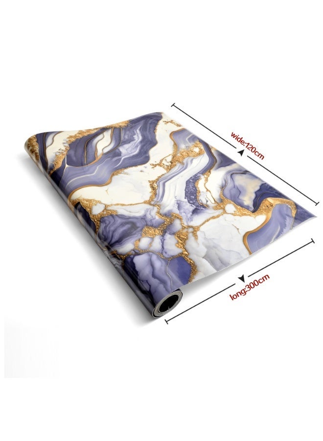 brievo Thick Foam Self-Adhesive Wall Sticker Roll – Modern Indigo & Gold Agate Marble Design, 120cm × 300cm – Waterproof, Soundproof & Anti-Collision Peel & Stick Home Décor - Image 3
