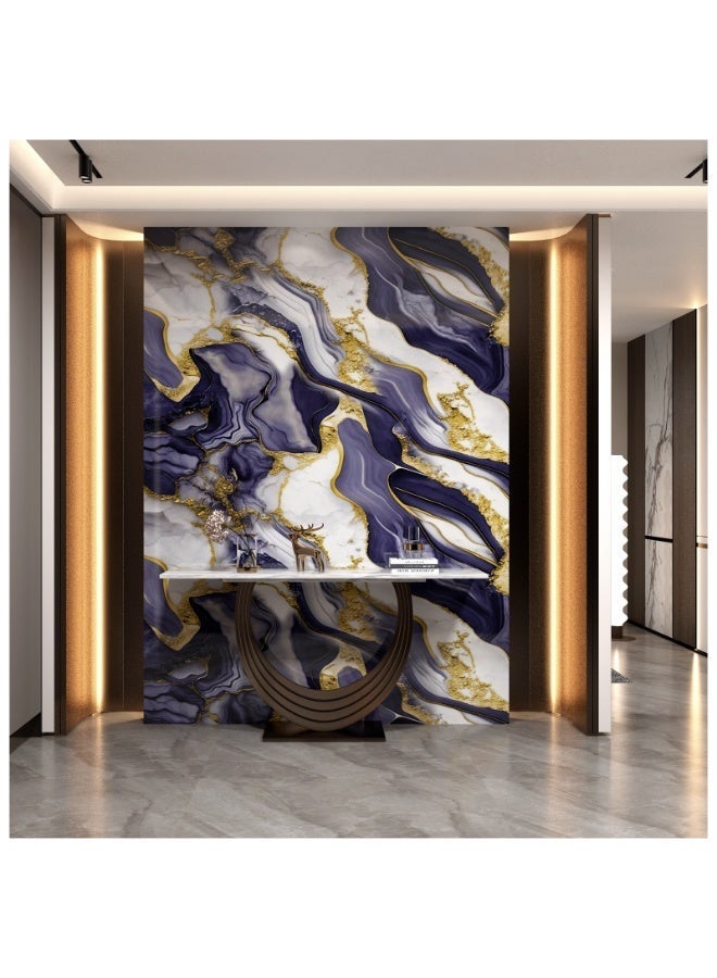 brievo Thick Foam Self-Adhesive Wall Sticker Roll – Modern Indigo & Gold Agate Marble Design, 120cm × 300cm – Waterproof, Soundproof & Anti-Collision Peel & Stick Home Décor - Image 5
