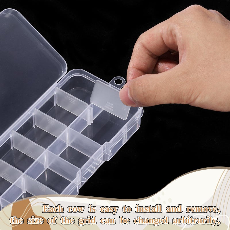 UTENEW Plastic Jewelry Organizer Box Clear Storage Bead Case for Little Crafts/Arts 2 Pack Container with 10 Grids, Small - Image 3