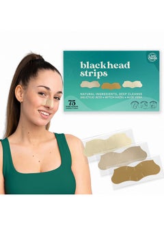 LivaClean (75 Ct) Pore Strips W/Salicylic Acid Witch Hazel & Aloe Vera Blackhead Remover For Face Nose Pores Blackheads Removal Blackhead Remover Strip Black Head Nose Strips Blackhead Remover  - Image 1