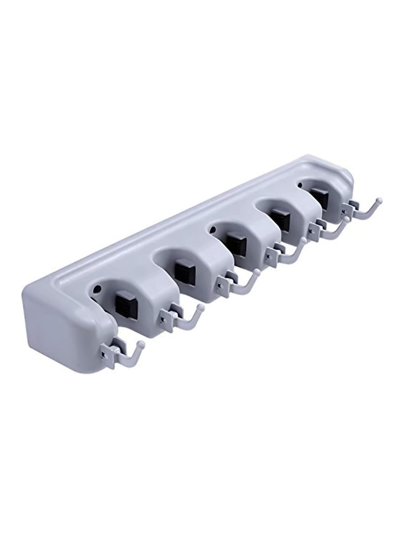 Mop And Broom Tool Holder Organizer T56 Multipurpose Wall Mounted Non Slide Storage Hooks Racks And Towels Keys Tools Hanger Include Screws For Indoor  - Image 1