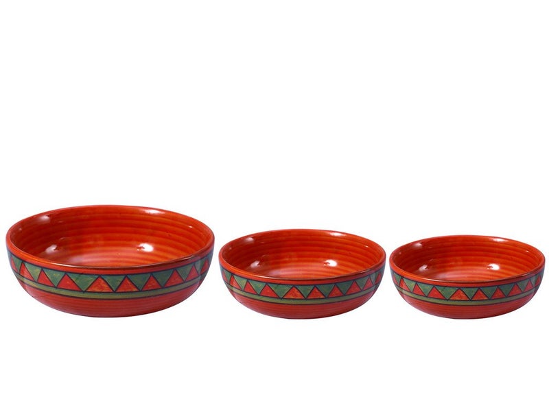 Caffeine Ceramic Handmade Rustic Brown Serving Bowl Set of 3 - Image 3