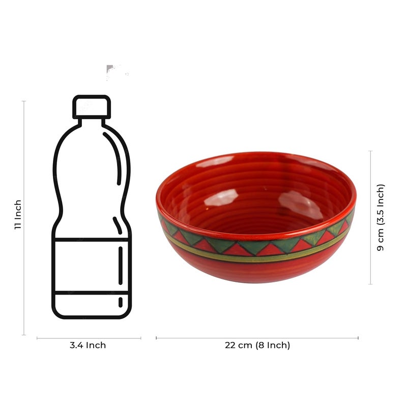 Caffeine Ceramic Handmade Rustic Brown Serving Bowl Set of 3 - Image 5