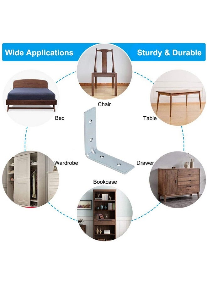 Impex IMPEX Angle Bracket for Reinforcing Chairs/Tables - 24 Pcs Shelf bracket Zinc Plated L Shape Bracket for Solid Shelf Support Joint Right Corner Brace (75 X 75 MM) - Image 4
