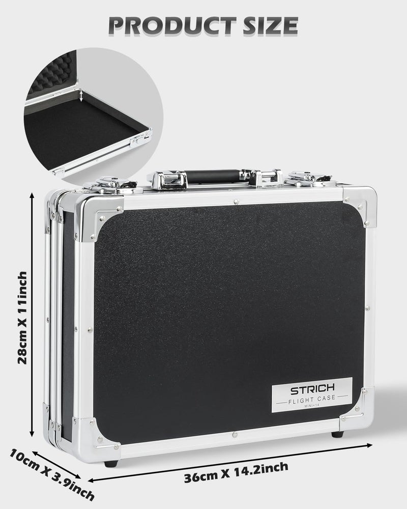 STRICH Guitar Pedal Case MINI+14, 14.96" x 11.02" x 3.94" Aluminum Locking Effect Pedal Case with Mounting Tape, Compatible with Single Pedals & Multi-Effects - Image 5