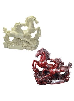 Reiki Crystal Products Reiki Crystal Products Combo 2 / Two Running Horse, Victory Horses for Vastu, Fengshui, Positive Energy, Vibrations (Color : Red & White) Pack of 2 pc  - Image 1