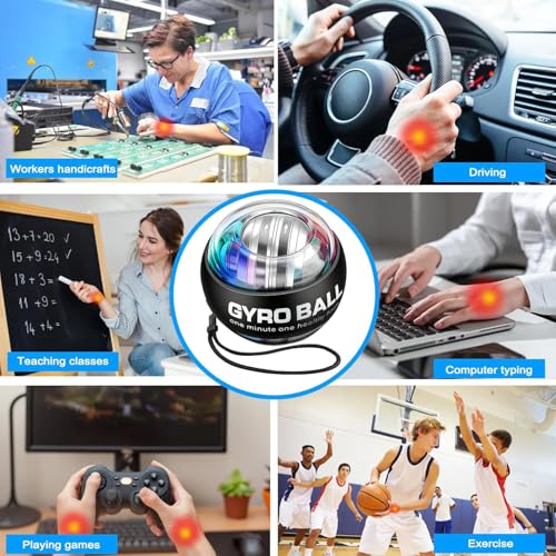 GOZATO Auto-Start Wrist Trainer Ball, Arm Strengthener, Gyroscopic Forearm Exerciser for Stronger Muscle and Bones Workout, Silicone - Image 3