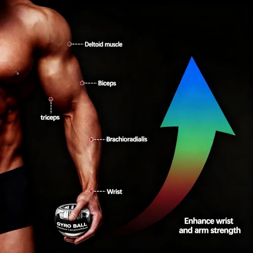 GOZATO Auto-Start Wrist Trainer Ball, Arm Strengthener, Gyroscopic Forearm Exerciser for Stronger Muscle and Bones Workout, Silicone - Image 2