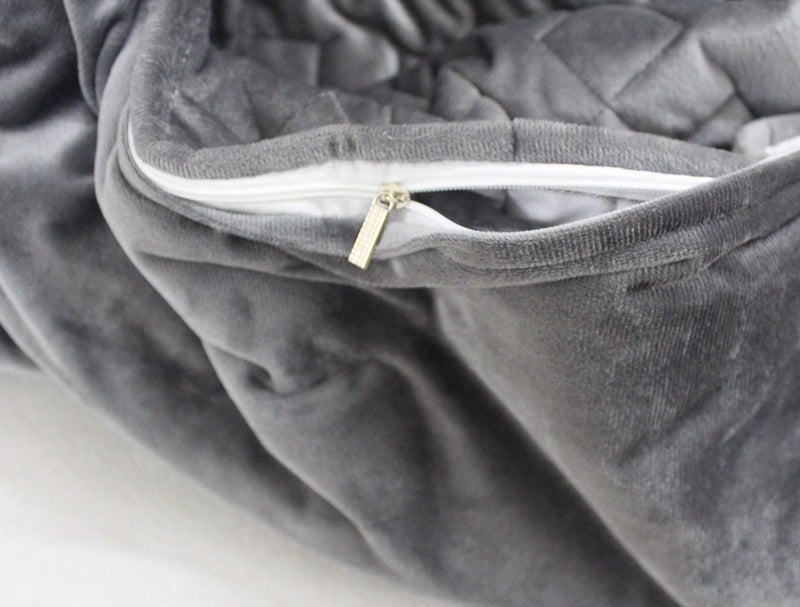 F.Y.Dreams Duvet Cover for Weighted Blanket 60x80 inches with 8 Ties/Minky Square Quilted/Dark Grey - Image 4