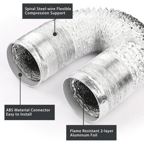YIJUHOU 4-Inch Dryer Vent Hose 26FT, Flexible Aluminum Duct with 2 Clamps, Heavy-Duty Four Layer Protection for HVAC Ventilation and Exhaust - Image 2
