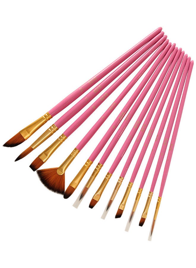Loquat 12-Piece Multiple Mediums Brushes with Nylon Hair Pink/Gold