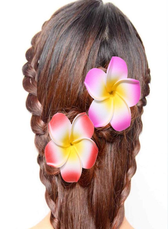 CBLUO Flower Hair Clips Hawaiian Hawaii Hair Clip Set Plumeria Hibiscus Barrettes Women Girls Baby Foam Wedding Vacation Beach Party Decorations Cosplay Costume Handmade Hair Accessories Plumeria 16 Pack - Image 3